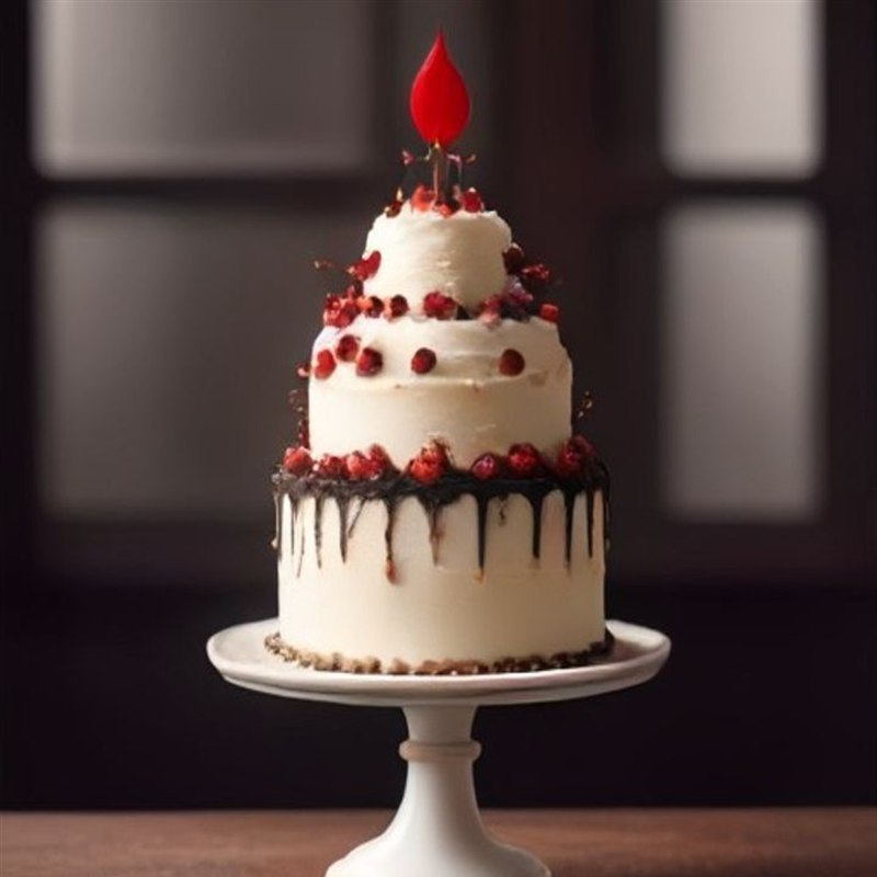 A layered celebration cake finished with cream
